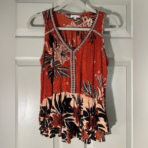 Patrons of Peace Women’s Flowy High-Low Blouse Tank Top - Medium